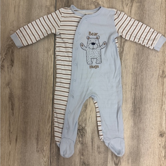 Koala Kids Blue and White Footies with Cute Bear Design - Picture 1 of 4